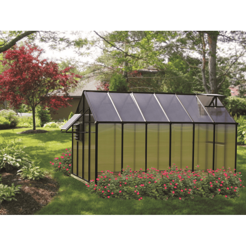 side view of the 12ft black mont greenhouse mojave