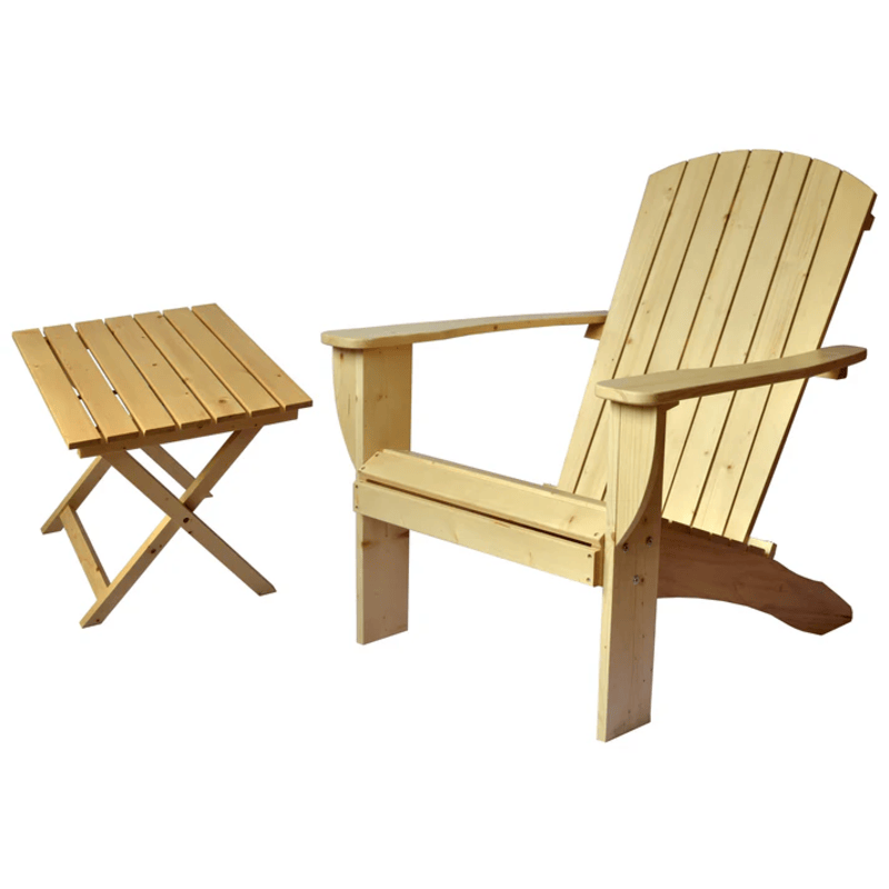 RSI cedar adirondack chair and foldable side table with unfinished colour