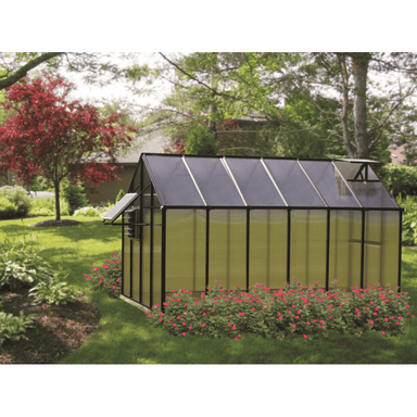 side view of the 12ft black mont greenhouse mojave