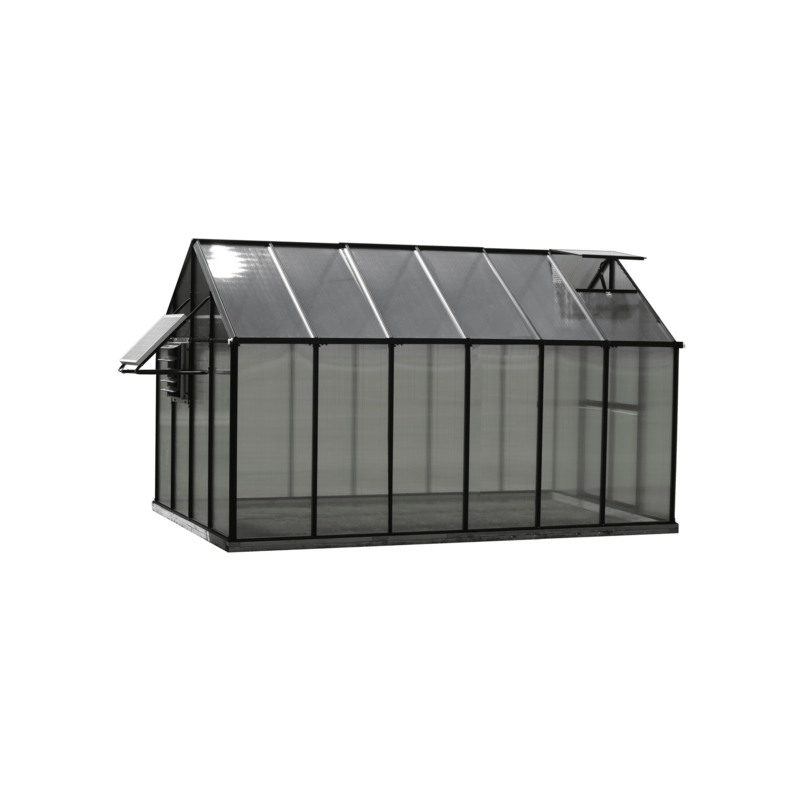 image in the white background of the 12ft black monticello mojave greenhouse