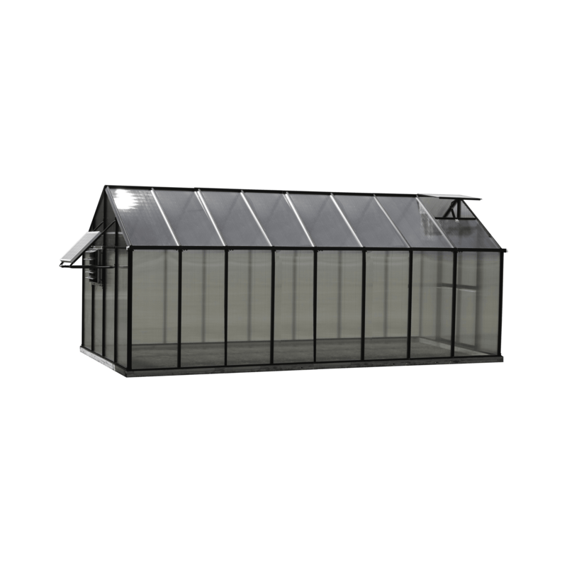 image in the white background of 16ft black monticello mojave greenhouse