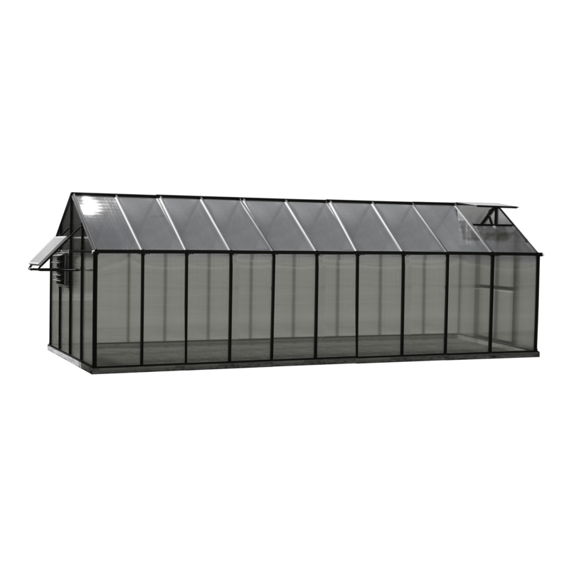 image in the white background of the 20ft black monticello mojave greenhouse