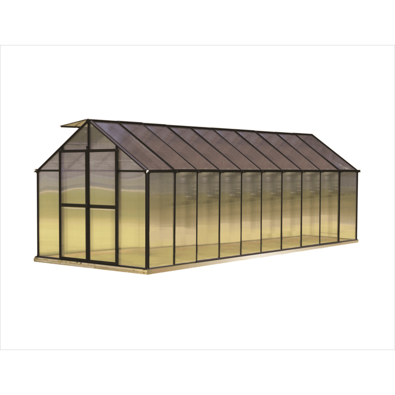 side view of the 20ft black mont premium greenhouse 