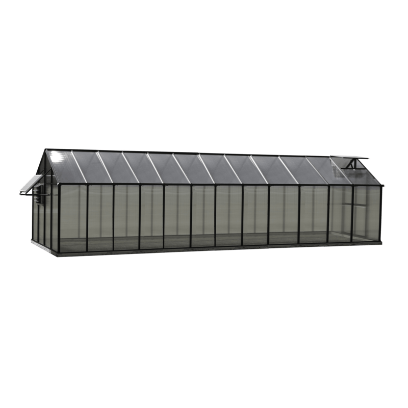 image in the white background of the 24ft black mont greenhouse mojave