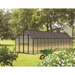 garden setting of the 24ft black mont greenhouse premium