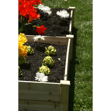 side view of the flowers and plants in the EDEN quick assembly raised garden bed