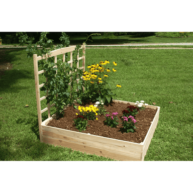 image of flowers in the EDEN raised garden bed with trellis