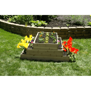 flowers planted in the Eden pyramid garden bed kit