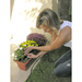 view of a woman working in the garden with Genesis dripper watering kit