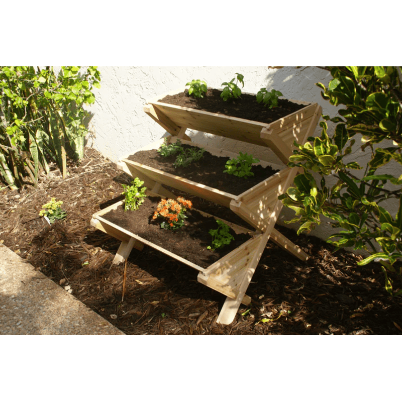 Image of RSI 3 tier Eden waterfall garden table with plants and flowers