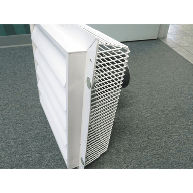 Side view of the RSI general purpose greenhouse and small building exhaust fan system