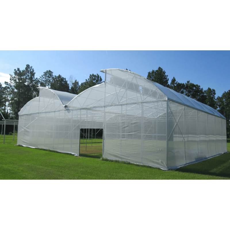 close up image of RSI white tropical weather shade cloth with grommets being used in a greenhouse