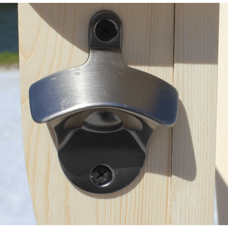bottle opener image of rsi cedar adirondack chair and foldable side chair bottle opener close up image