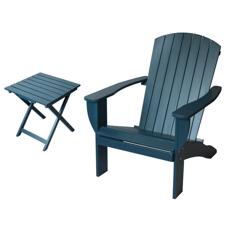 image of RSI cedar adirondack chair and foldable side table forest green table 