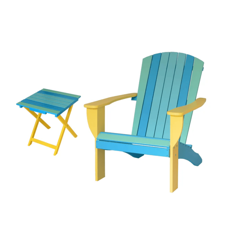 image of RSI cedar adirondack chair and foldable side table tropical beach color 