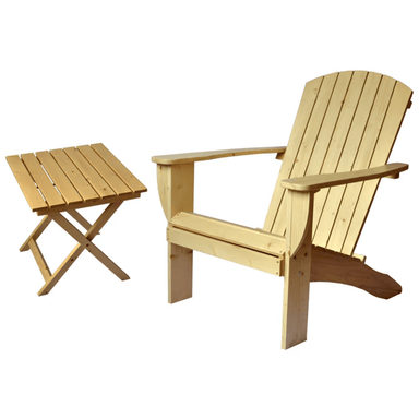 RSI cedar adirondack chair and foldable side table with unfinished colour
