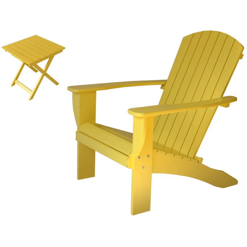 image of RSI cedar adirondack chair and foldable side table in yellow colour