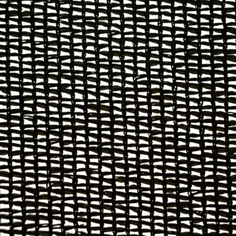 close up image of Riverstone Industries knitted black shade cloth with grommets with 70% shade level 