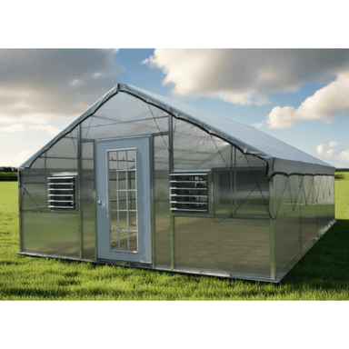 image of riverstone industries thoreau educational greenhouse kit with 6ft high walls