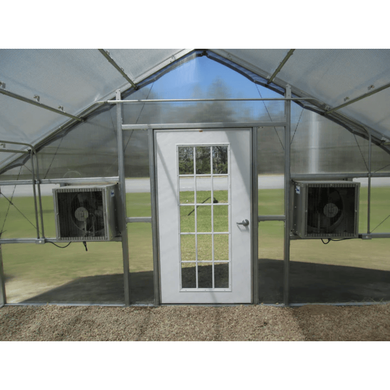 inside view of the riverstone industries thoreau premium growers edition educational greenhouse kit with 6ft high walls