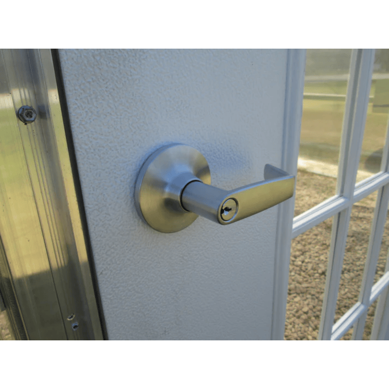 door handle view of the riverstone industries whitney premium edition educational greenhouse kit 