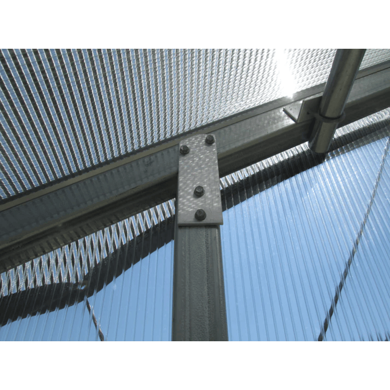 metal frame image of the riverstone wallace educational greenhouse kit