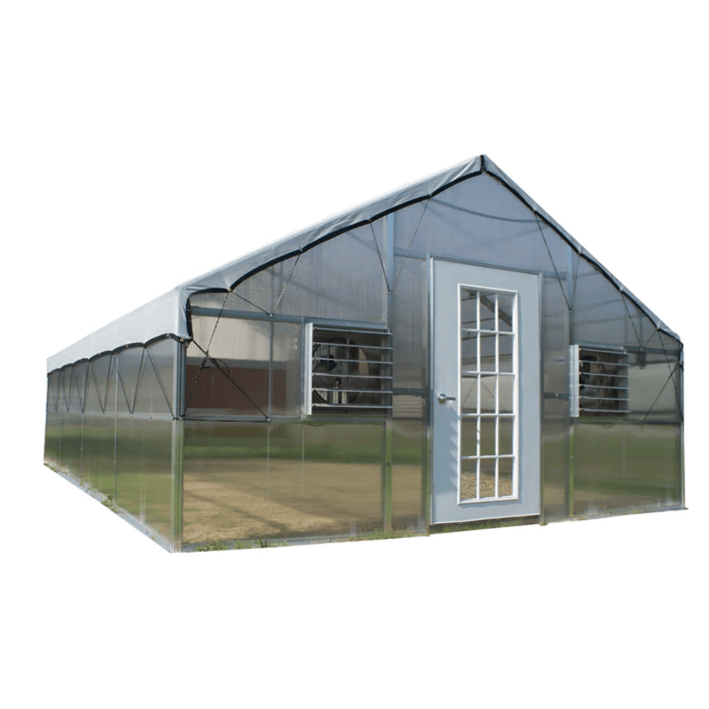 white background image of the riverstone wallace educational greenhouse kit with 8ft high walls