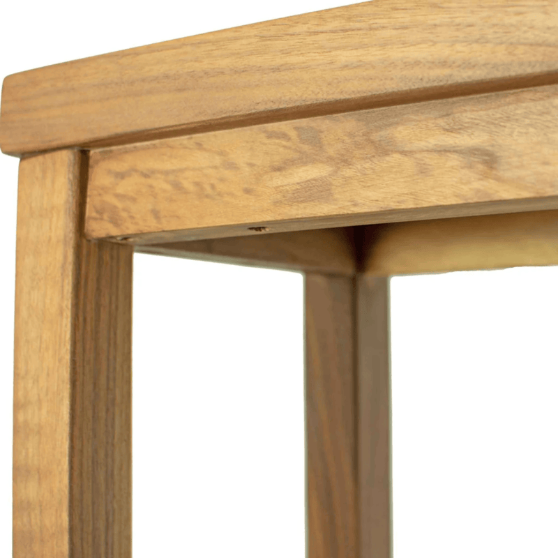 top right close up view of the lee display farmhouse entry table 