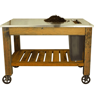 front view of the lee display gardener's pro potting table 