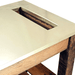 top view of the waste disposal hole of the lee display gardener's pro potting table 