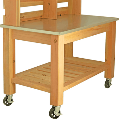 bottom close up view of the lee display modern garden potting table
