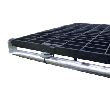 close up view of the mont greenhouse work bench system