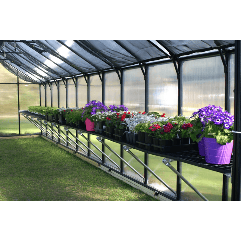 mont work bench system holding potted plants and flowers