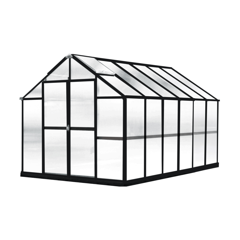 white background image of the 12ft monticello growers greenhouse black  edition