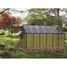 garden setting view of the monticello moheat greenhouse 12ft black edition