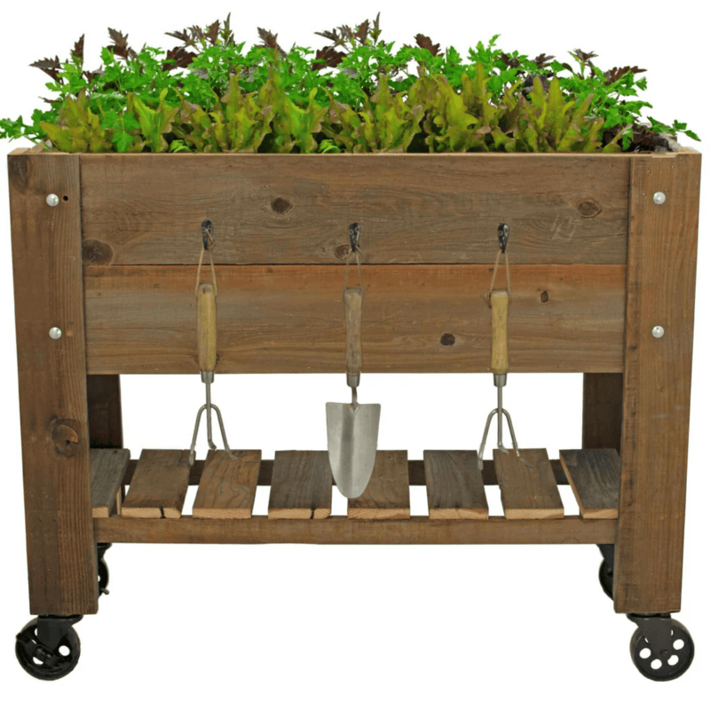 image of  the garden cart of the lee display redwood gardening furniture set