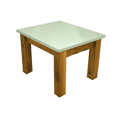 image of the patio end table of lee display redwood gardening furniture set