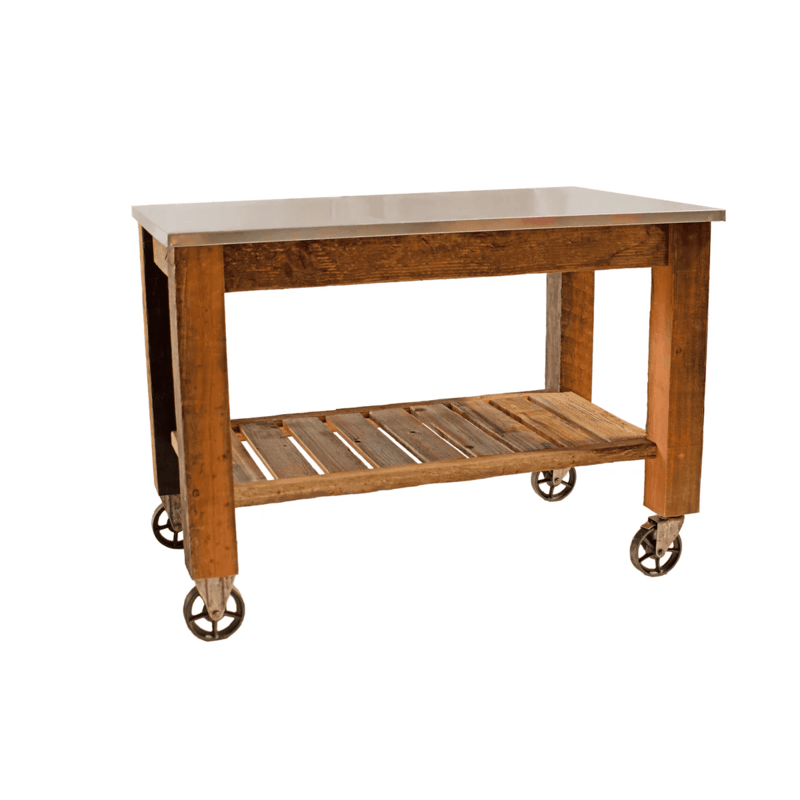 image of the lee display potting table rolling cart in the redwood gardening furniture set
