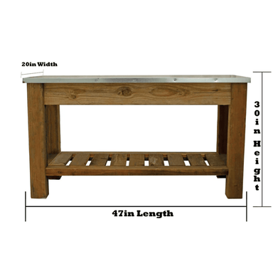 dimensions image of the lee display redwood patio console table