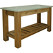 front view of the lee display redwood patio console table
