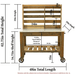 front view of the lee display redwood potting table with dimensions