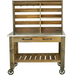 front view of the lee display redwood potting table with hooks attached