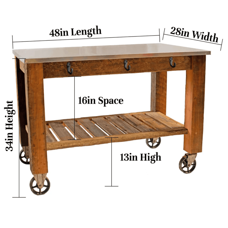 dimensions of the lee display redwood potting table rolling cart
