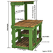dimensions view of the lee display rustic gardening workbench