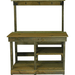 front view of the lee display rustic gardening workbench with natural redwood frame
