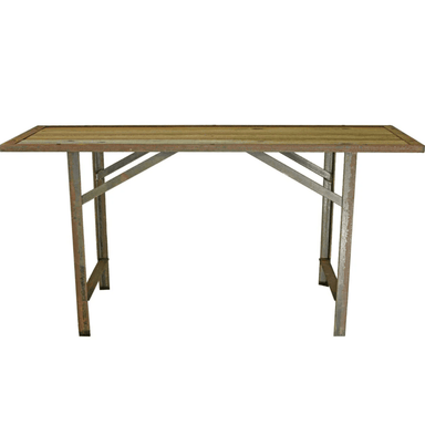 front view of the lee display rustic outdoor work bench