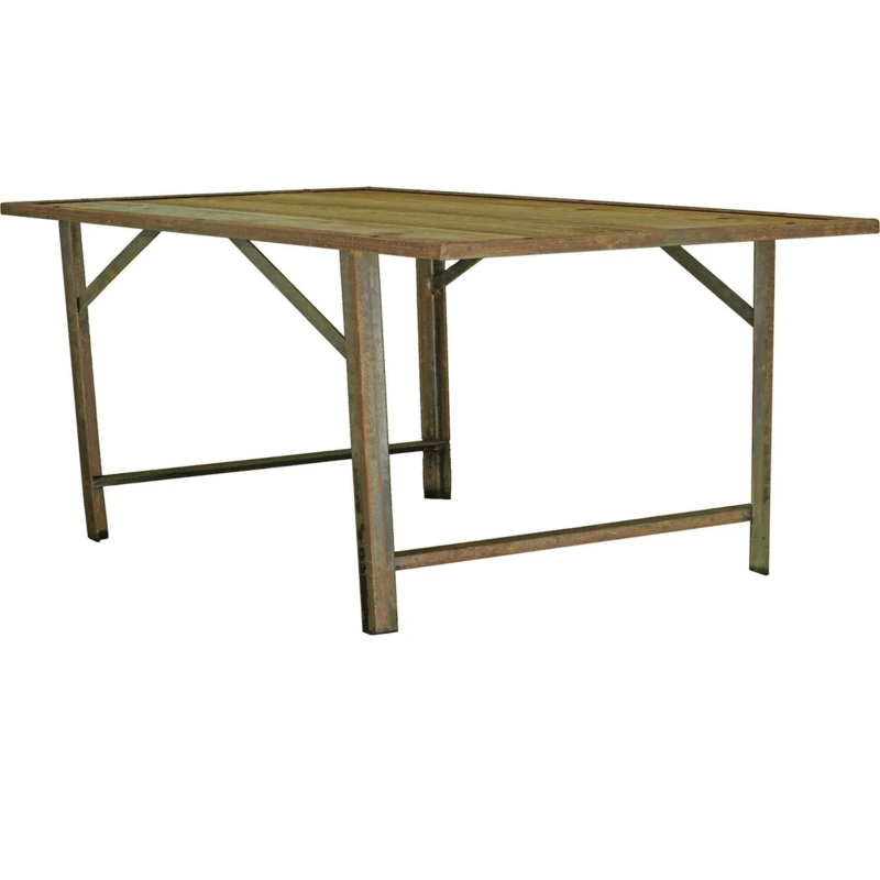 side view of the lee display rustic outdoor work bench