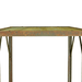 close up front view of the lee display rustic outdoor work table