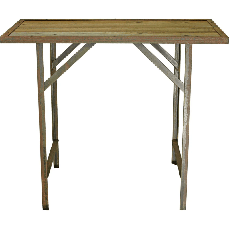 front view of the lee display rustic outdoor work table