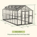 Dimension diagram of the Vego Victorian 8.5 by 16.5 foot greenhouse with glass walls and polycarbonate roof